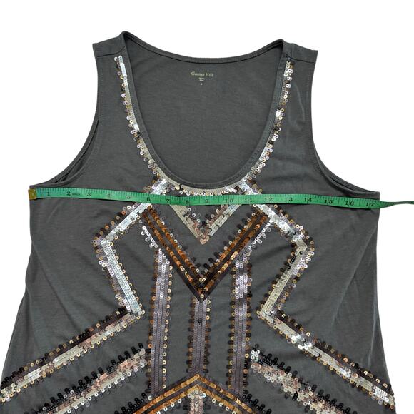 GARNET HILL Art Deco Sequin Rayon Stretch Gray Tank Top Size Small Womens #32594 - Picture 8 of 9